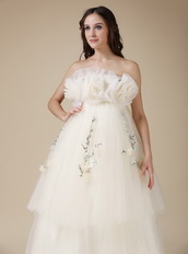 Strapless Cream Layers Maternity Wedding Dress Fashional Pregnant