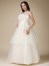 Strapless Cream Layers Maternity Wedding Dress Fashional Pregnant