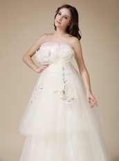 Strapless Cream Layers Maternity Wedding Dress Fashional Pregnant