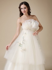 Strapless Cream Layers Maternity Wedding Dress Fashional Pregnant