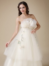 Strapless Cream Layers Maternity Wedding Dress Fashional Pregnant