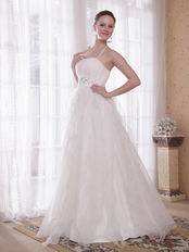 Cheap Maternity White Halter Wedding Dress With Rhinestones