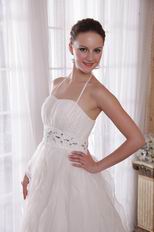 Cheap Maternity White Halter Wedding Dress With Rhinestones