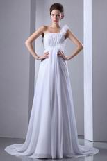 Elegant One Shoulder Maternity Wedding Dress With Feather