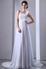 Elegant One Shoulder Maternity Wedding Dress With Feather