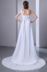 Elegant One Shoulder Maternity Wedding Dress With Feather