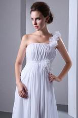 Elegant One Shoulder Maternity Wedding Dress With Feather