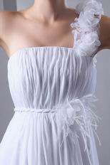 Elegant One Shoulder Maternity Wedding Dress With Feather