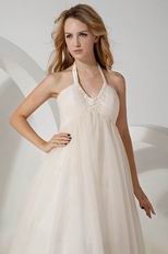 Cheap Halter Side Zip Champagne Maternity Wedding Dress