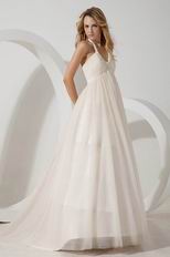 Cheap Halter Side Zip Champagne Maternity Wedding Dress