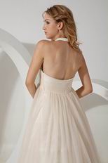 Cheap Halter Side Zip Champagne Maternity Wedding Dress