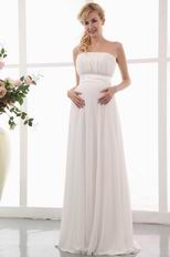 Simple Strapless Empire Ivory Maternity Wedding Dress