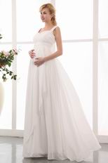 Straps Ivory Chiffon Maternity Dress For Bride Wear