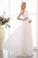 Straps Ivory Chiffon Maternity Dress For Bride Wear