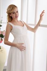 Straps Ivory Chiffon Maternity Dress For Bride Wear