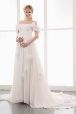 Off Shoulder Marternity Lace Wedding Dress Chapel Train