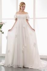 Off Shoulder Marternity Lace Wedding Dress Chapel Train