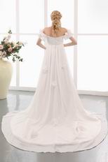 Off Shoulder Marternity Lace Wedding Dress Chapel Train