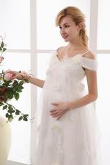 Off Shoulder Applique Skirt Pregnant Bridal Dress Cheap