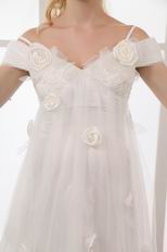 Off Shoulder Applique Skirt Pregnant Bridal Dress Cheap