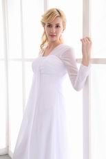 Long Sleeves Front Drap Modest Pregnant White Wedding Dress