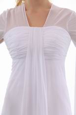 Long Sleeves Front Drap Modest Pregnant White Wedding Dress