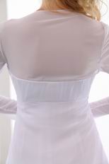 Long Sleeves Front Drap Modest Pregnant White Wedding Dress