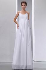 Spaghetti Straps Scoop Neck White Maternity Bridal Dress