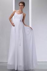 Spaghetti Straps Scoop Neck White Maternity Bridal Dress