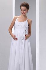 Spaghetti Straps Scoop Neck White Maternity Bridal Dress