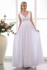 Elegant V-neck Crystal Pregant Wedding Dress Discount