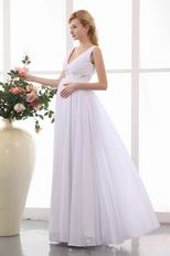 Elegant V-neck Crystal Pregant Wedding Dress Discount