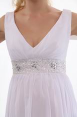 Elegant V-neck Crystal Pregant Wedding Dress Discount