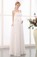 Decent One Shoulder Cream Maternity Wedding Dress For Bride