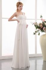 Decent One Shoulder Cream Maternity Wedding Dress For Bride