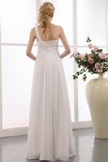 Decent One Shoulder Cream Maternity Wedding Dress For Bride