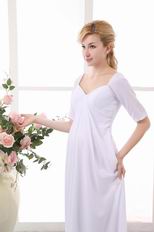 Modest Half Sleeves White Wedding Dress For Maternity