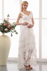 Pretty High Low Layers Maternity Wedding Dress With Applique