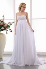 Cheap Beading White Top Designer Maternity Bridal Dress