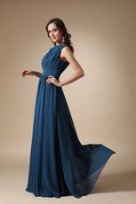 Asymmetrical Neck Steel Blue Mother Of The Bride Dress For Mama