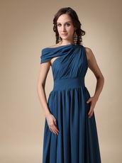 Asymmetrical Neck Steel Blue Mother Of The Bride Dress For Mama