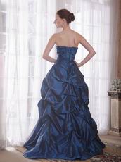 Floor Length Steel Blue Picks-up Prom Ball Gown 2014