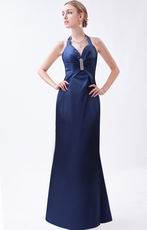 Halter Navy Blue Formal Evening Dress For Juniors