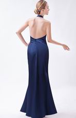 Halter Navy Blue Formal Evening Dress For Juniors