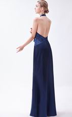 Halter Navy Blue Formal Evening Dress For Juniors