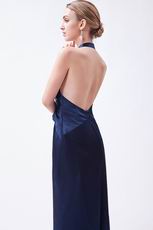 Halter Navy Blue Formal Evening Dress For Juniors