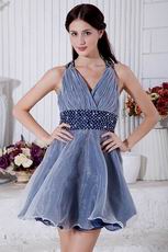 Super Hot V-Neck Cross Back Navy Blue Short Prom Dress