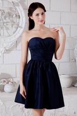 Terse Sweetheart Knee Length Navy Blue Taffeta Prom Short Dress