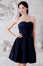 Terse Sweetheart Knee Length Navy Blue Taffeta Prom Short Dress