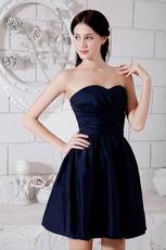 Terse Sweetheart Knee Length Navy Blue Taffeta Prom Short Dress